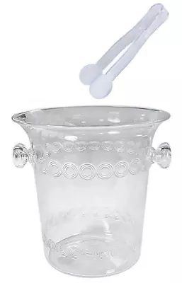 Clear Plastic Acrylic Ice Bucket Bottle Cooler Champagne 4qt Bar Party W/ Tongs • $21.48