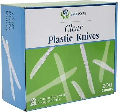 $20.99 • Buy 200 Clear Plastic Knives, Heavy Duty, Disposable Utensil Silverware For Party, 