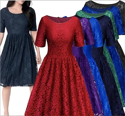 Au Stock 50's Vintage Rockabilly Retro Swing Cocktail Party Lace Dress Dr022 • $24.99