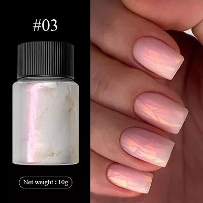 10g/Bottle White Chrome Pearl Nail Powder Glitter Manicure Nail Art Decoration • $2.51