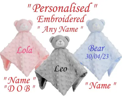 £9.98 • Buy Personalised Baby Comforter Blanket Security Blanket Teddy Bear Baby Gift Babies