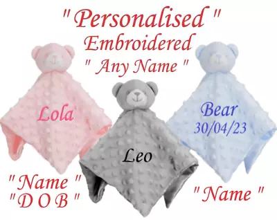 Personalised Baby Comforter Blanket Security Blanket Teddy Bear Baby Gift Babies • £9.98