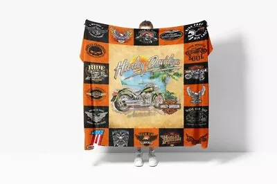 $32.99 • Buy Personalized Harley Davidson Motor All Season Fleece Blanket, Motorcycle Harley