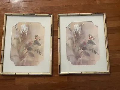 Vintage L. Gaydos Pair Of Prints Framed Bamboo Style • $39.99