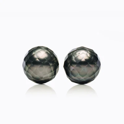 $71.10 • Buy 9mm+9.1mm Faceted Black Tahitian Saltwater Loose Pearl Undrilled,10.8Carat