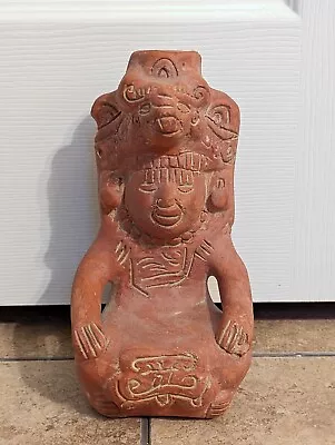Vintage 8.5  Mayan Aztec Inca Large Figurine Terracotta Clay Pottery • $25