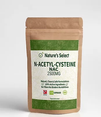 NAC N Acetyl Cysteine 2500mg Capsules Best Quality & Strong No Additive Vegan • £8.99