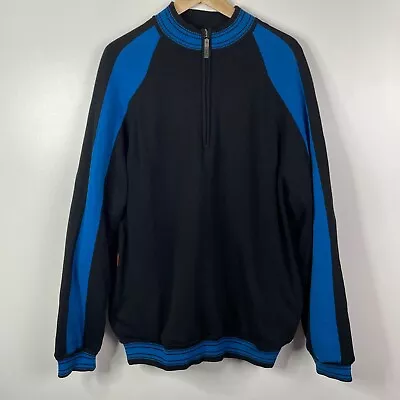 Ashworth Golf Pullover Half Zip Lined Sweater Black Blue Mens Large • $24.99