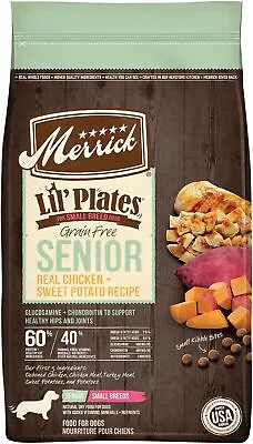 Merrick Lil' Plates Small Breed Dog Food Grain Free Senior Real Chicken And Swe • $48.94