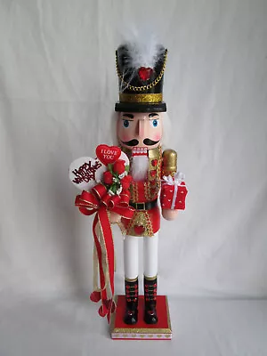 16   Handcrafted  Valentines Day Nutcracker W/ Heart Roses & Gift   New • $49.99
