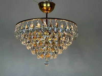 Antique / Vntge Brass & Crystals Chandelier Lighting Fixtures French Chandelier • £317.46