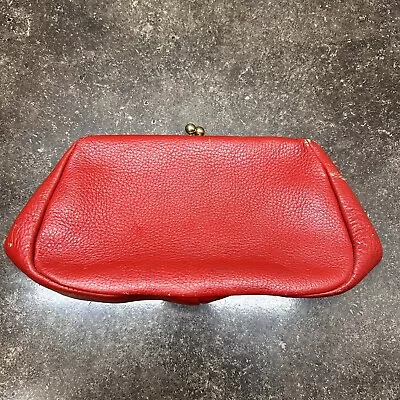 Vintage MCM Letisse Handbag Clutch Red Purse Bag Leather? 70’s Retro Kisslock • $10.50