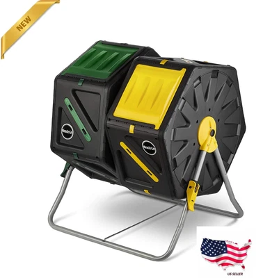 £148.42 • Buy Dual Chamber Compost Tumbler Easy-Turn Fast-Working System With 2 Sliding Doors