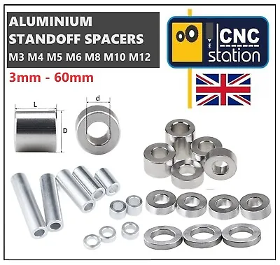 Aluminium Standoff Spacers M3 M4 M5 M6 M8 M10 M12 Round Spacer Bushing Bonnet UK • £24.99