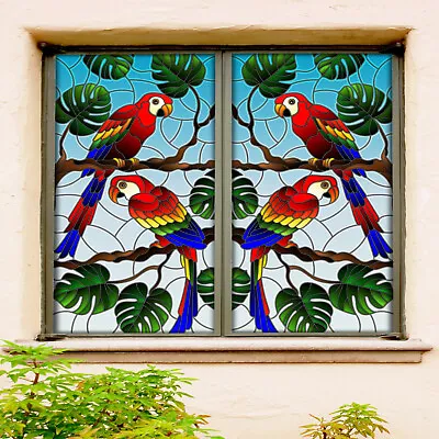 3D Red Parrot Leaf ZHUA389 Window Film Print Sticker Cling Stained Glass UV Zoe • $49.99