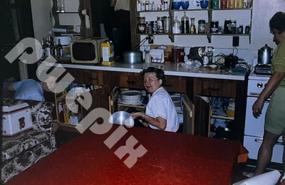 Women Digging Through Kitchen Cabinets Looking For Perfect Pot 1960's 35mm Slide • £2.85