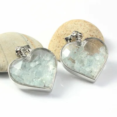 $8.89 • Buy Natural Healing Stone Chips Crystal Quartz Faceted Heart Wishing Bottle Pendant