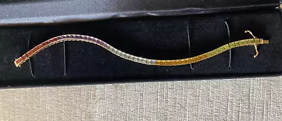 14K Yellow Gold Rainbow Multi-Color Semi Precious Gemstone Tennis Bracelet 7.25  • $795
