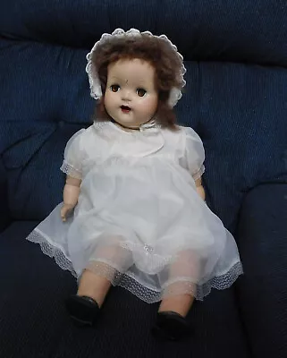 Vintage 27  Lg Chubby Composition Doll With Mohair And Teeth Rubber Arms Leg TLC • $19.95