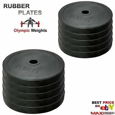 Weightlifting 2  Rubber Olympic Disc 5cm Weights Plates Powerlifting Bar Gym • £34.85