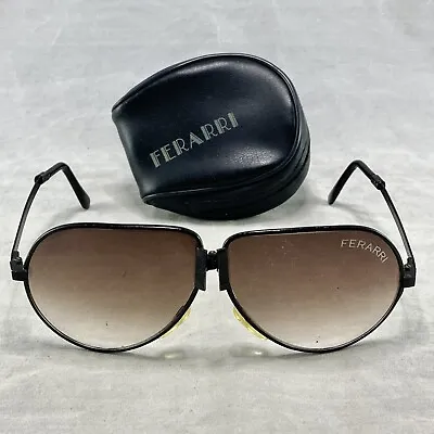 Vintage Black Ferrari Folding Aviator Sunglasses With Original Case • $20