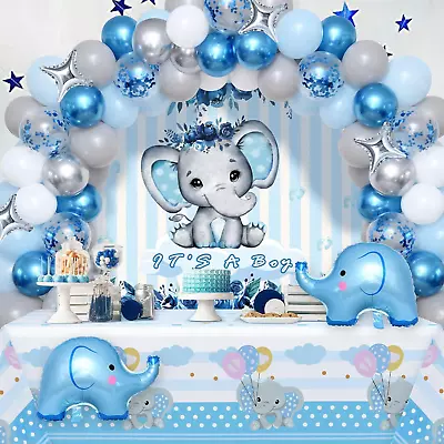 Elephant Baby Shower Decorations For Boy Blue Elephant Balloon Garland Arch Kit  • $27.63