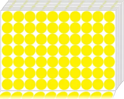 Yellow 20 Sheets 0.75  Dot Sticker Round Label Office Classroom Paper 1400 • $11.98