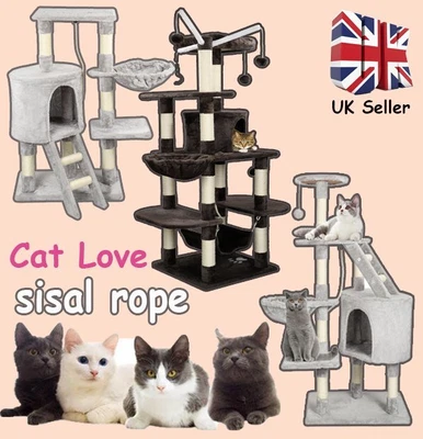 £29.99 • Buy Pet Cat Scratching Post Kitten Tree Climbing Tower Activity Center Scratching UK