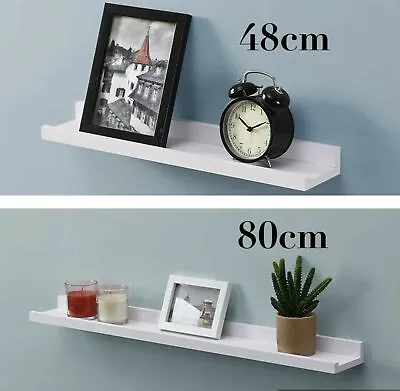 Set Of 2 Photo Shelf 48cm 80cm Wide Wall Mounted Floating Shelves Decoration • £12.99