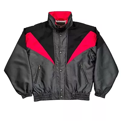 VTG 80s Descente Retro Ski Snowboard Jacket - Large - JAPAN - Black Metallic Red • $59.99