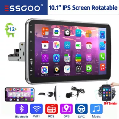 Single 1 DIN Rotatable 10.1  Android 13 Touch Screen Car Stereo Radio GPS 2+16GB • $108.99