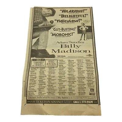 BILLY MADISON Movie Theater Newspaper AD Hollywood Los Angeles Vintage Original  • $14.98