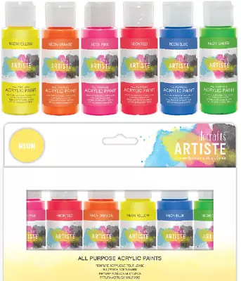 Artiste Acrylic Paint Neon Fluorescent Colours Ideal For Painting Fishing Floats • £2.59