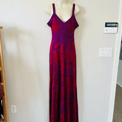 Marciano NWOT Silk Maxi Dress Patterned Red Purple Size L • $80