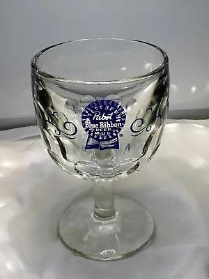 Vintage  Stemmed Thumbprint Goblet Glass PABST Beer  1 • $5.55