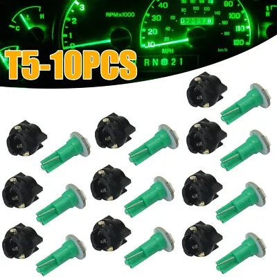 10x T5 Green Car Instrument Panel Cluster LED Dash Light Bulb W/ Twist Sockets • $8.22