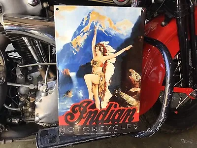 VINTAGE PORCELAIN INDIAN MOTORCYCLES DEALER SIGN Harley Chief Scout 4 • $111.11