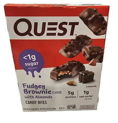 Quest Nutrition FUDGEY BROWNIE With Almonds Protein Candy Snack Bites 8/Box  • £14.45