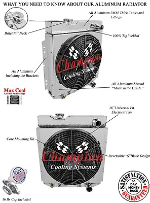 SR Champion 2 Row Radiator16  FanShroud For 1964 - 1966 Ford Mustang V8 Engine • $400.95