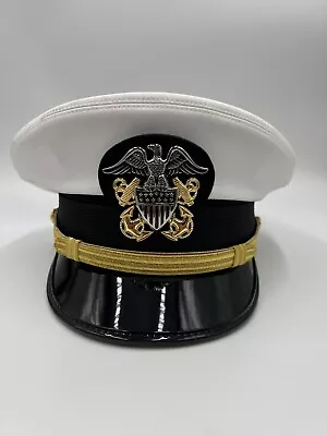 7 1/8 US Navy Kingform White Hat Officer Dress Cap Military Uniform • $69.99