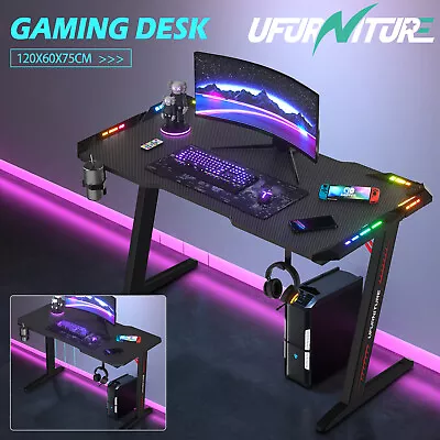 Gaming Desk Computer Desktop Home Office Writing Racer Carbon Fiber Table 120cm • $129.90