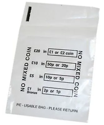 Plastic Coin Bags - No Mixed Coin Bags Pounds Sterling Retail Bags  • £1.09