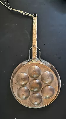 Vintage Copper Iron Escargot Egg Poacher Fry Pan Pot - 7 Wells 10” • $69.95