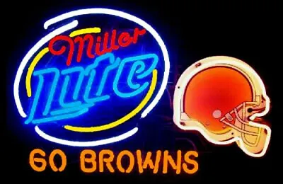 Miller Lite Cleveland Browns Beer Neon Sign Beer Bar Sport Pub Wall Decor 19x15 • $141