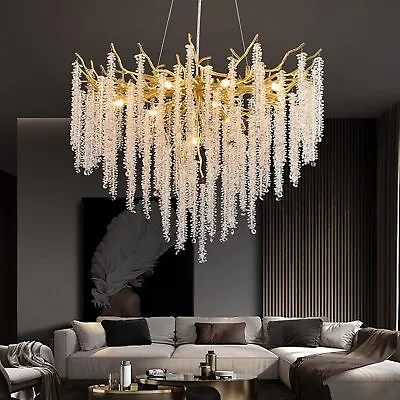 Modern Crystal Chandelier For Dining Room Living Room Kitchen (gold 80cm) • £226.73