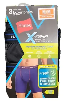 Hanes Men's Long Leg Boxer Briefs  3-Pack X-Temp Performance Cool SIZE M • $15.99