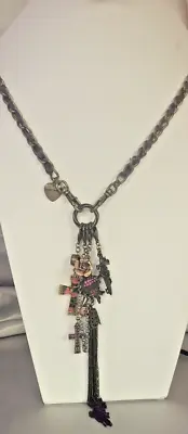 Betsey Johnson Black Label Long Dagger Cross And Heart Necklace • $46