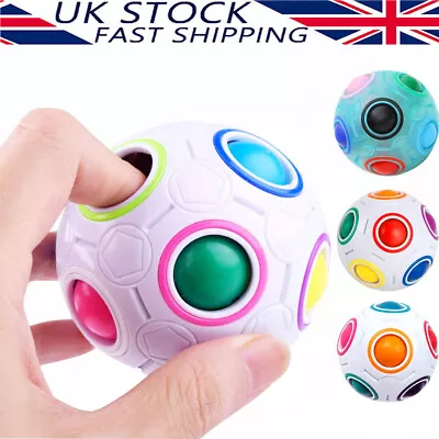 4Pcs Magic Rainbow Fidget Ball Puzzle Toy Brain Teaser Stress Relief Toys Gift • £9.91