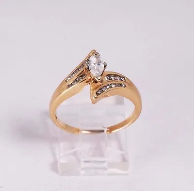 4.8 Gram 14K Yellow Gold .60 Ct. Tw. Marquis Cut Diamond Ring Size 8.5 • $950