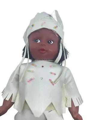 Native American Doll White Faux Leather Costume Feather Head Dress Xlnt Cute 9” • $56.49